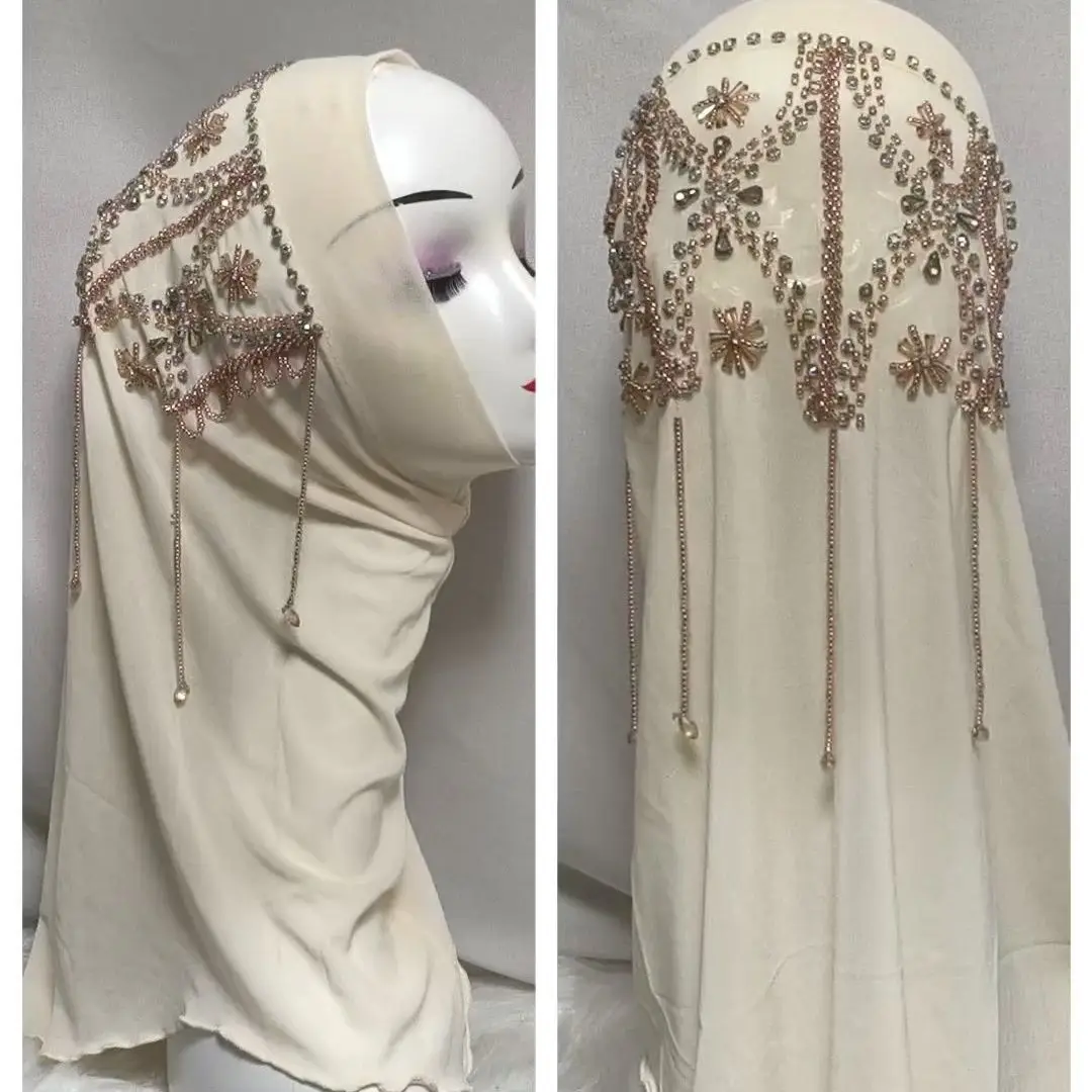 

Хиджаб мусульманский женский шаль, головной платок, роскошный шарф с кисточками, Малайзийский молитвенный Куфи, исламский шифоновый тюрбан