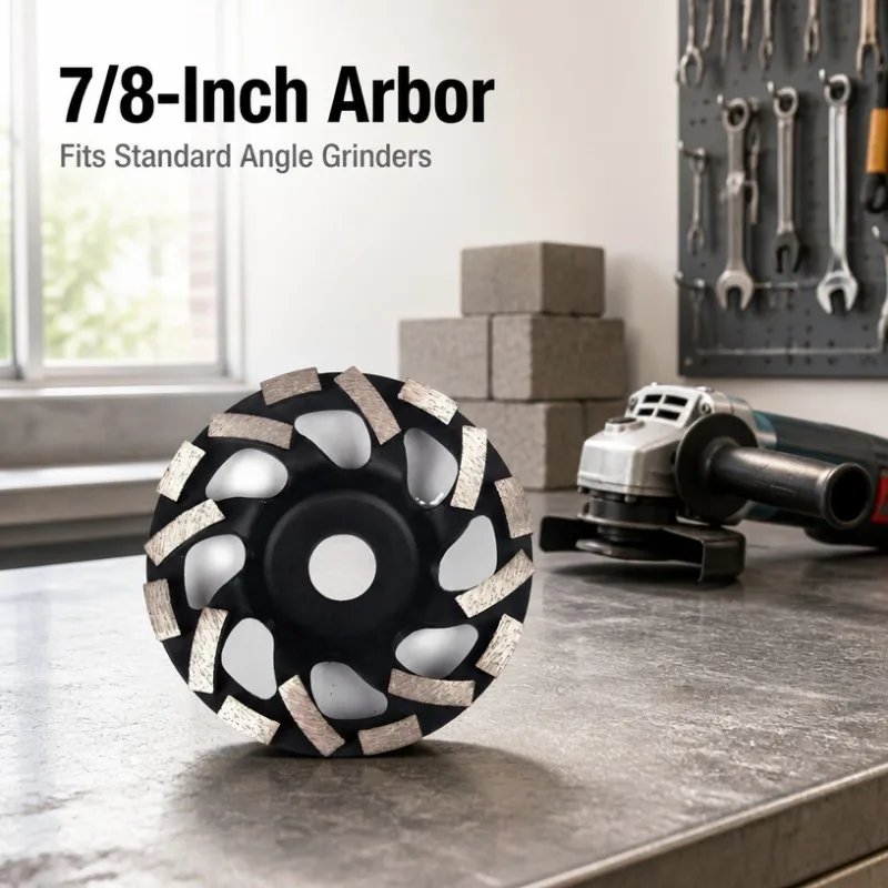 5 Inch Concrete Grinding Wheels 7/8 Inch Arbor Grinding Cup Wheel with Diamond Segments for Paint Epoxy Coating Removal, Black
