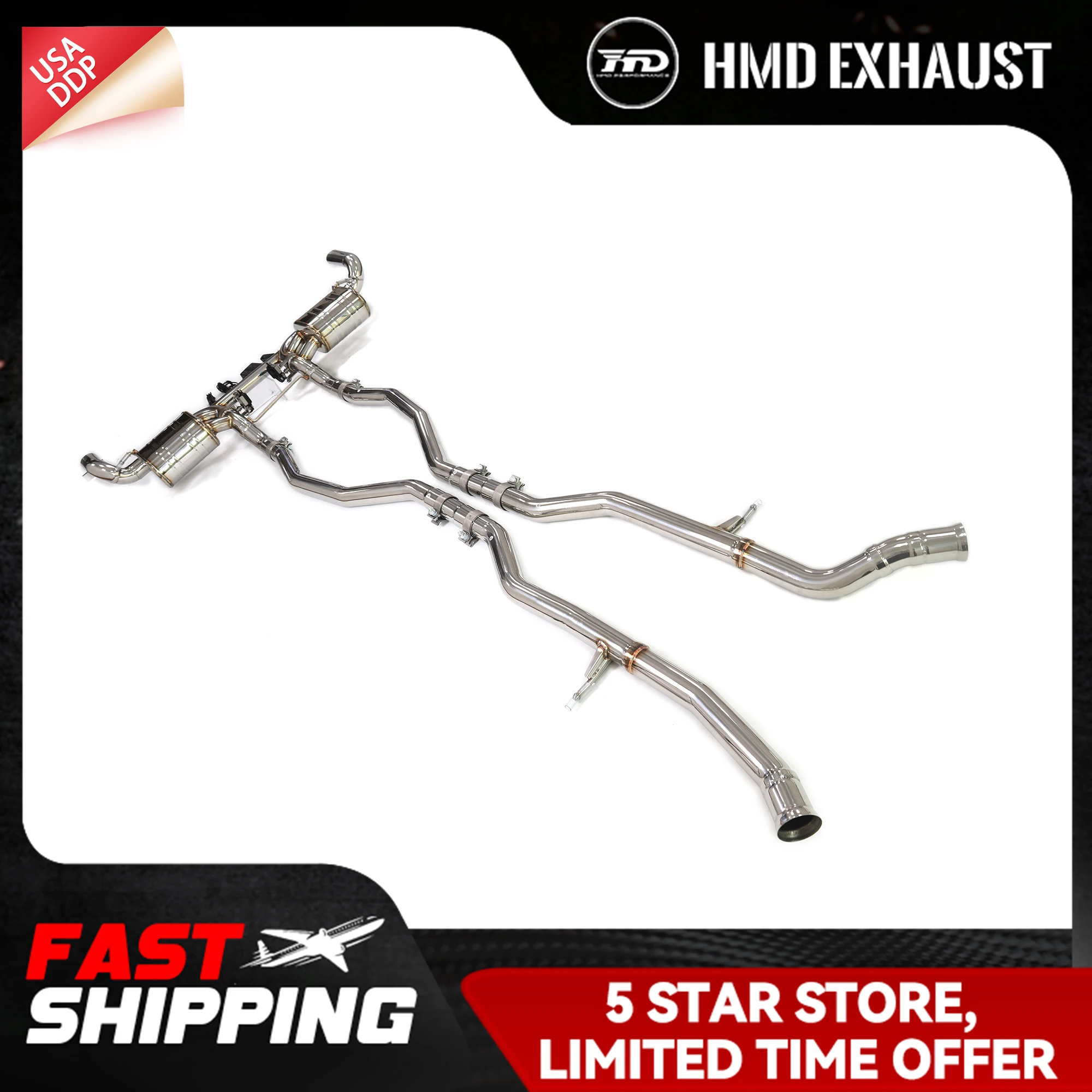 

HMD for Mercedes Benz ML400 W166 Catback Stainless steel Exhaust pipe Electronic valves Increase pipe diameter