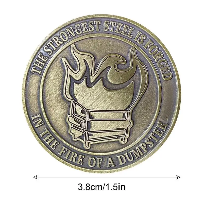 Dumpster Fire Challenge Coin lucu menantang Humor koin peringatan Dumpster ornamen api untuk kelulusan hadiah Berpisah