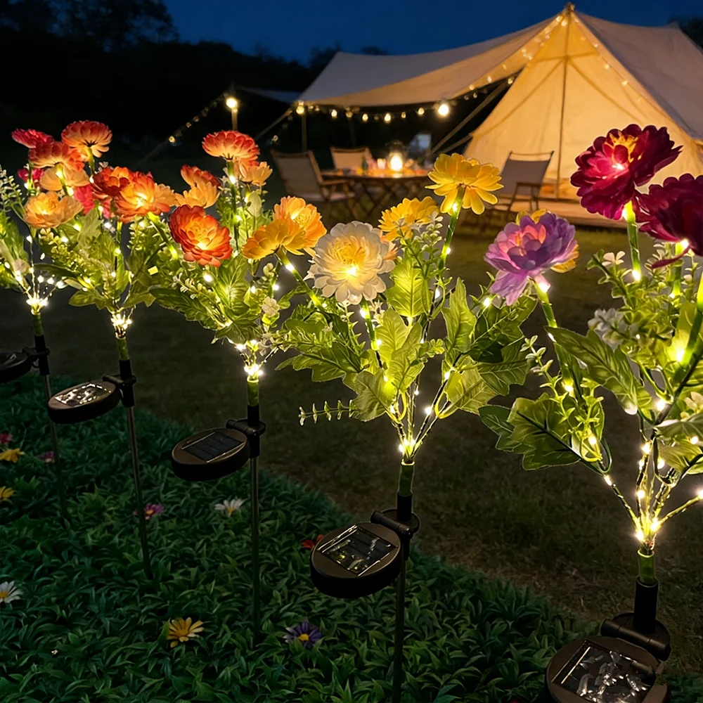 Solar Garden Light Wedding Lights Outdoor Lighting Solar Snow Lotus Flower Lawn Lamp for Yard Patio Flower Party Courtyard Lamp