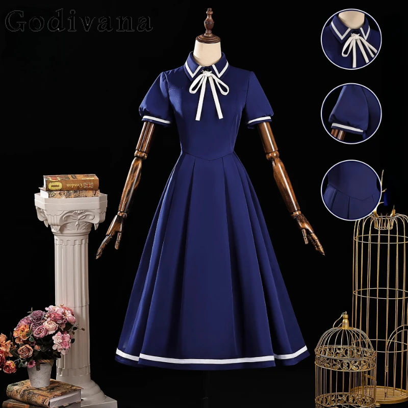 

Magic Girl Blue Cosplay Dress Women's Short Sleeve Cos Anime Uniform Dress Female Summer Carnival Role Play Dress