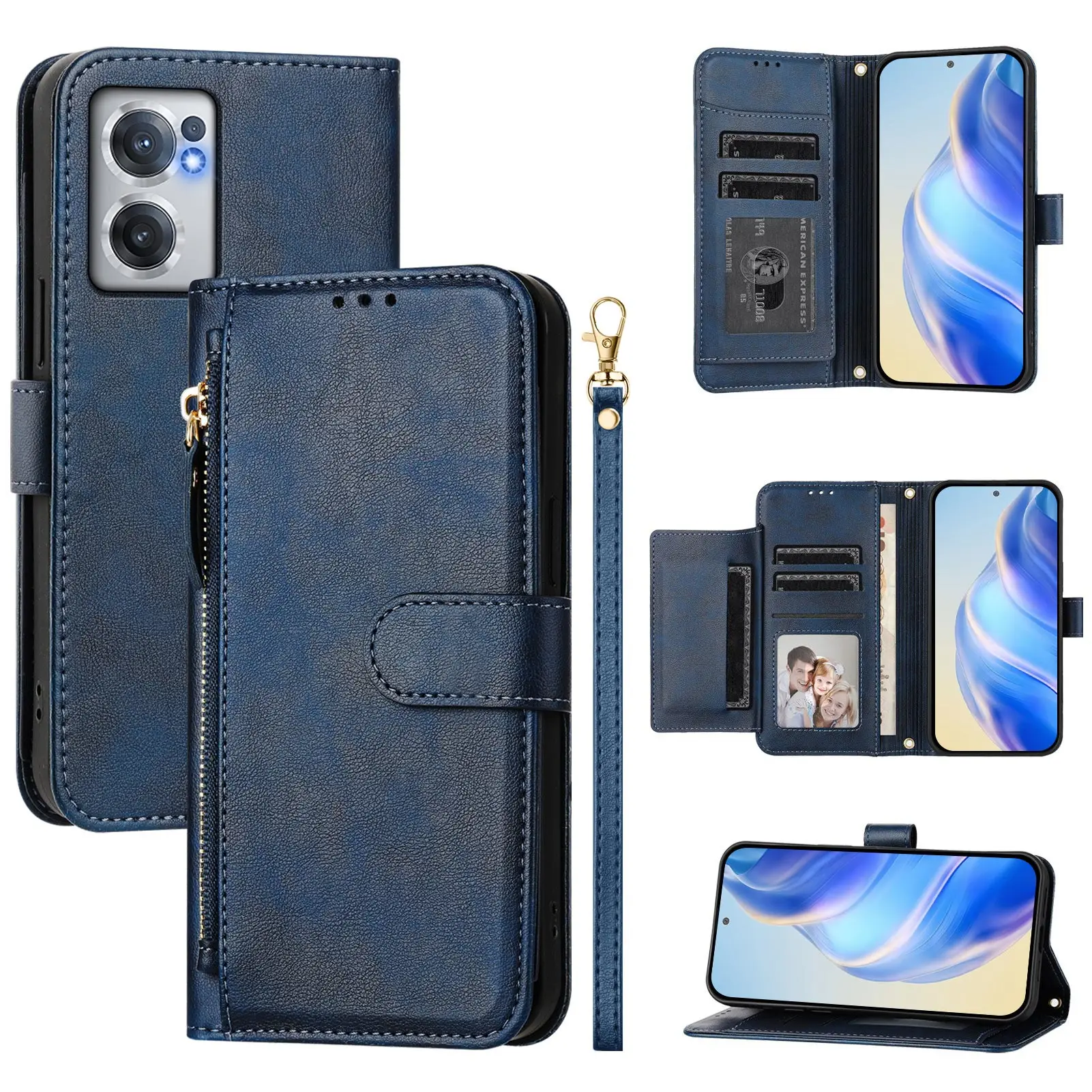 

Luxury Zipper Lanyard Leather Flip Wallet Phone Case with Card Holder for OnePlus Nord 5 Ultra 4 3 2 T 2 Lite CE 3 CE 5 N30 N20