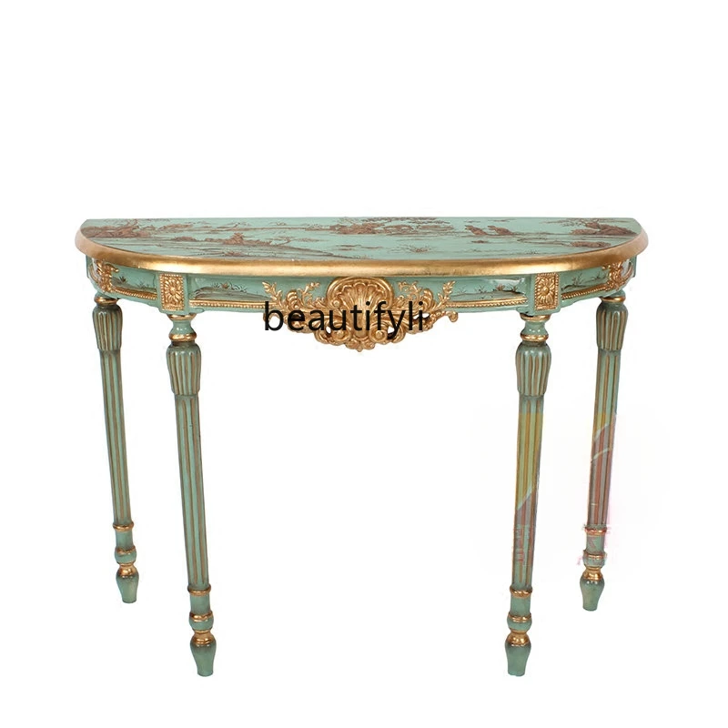 

European and American Style High-End Hand Painting Decoration Console Console Tables Villa Showroom Sales Office Decoration