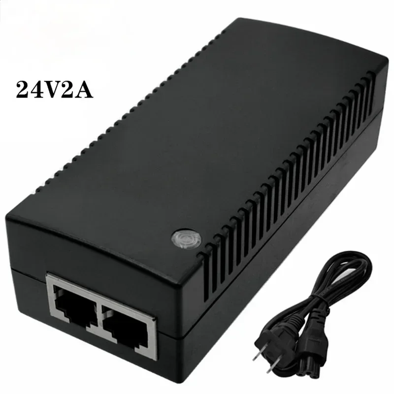 Imagem -02 - Poe Power Supply dc Adapter Desktop Power Injector Ethernet Adapter Vigilância Cctv 24v 2a 24v 1a