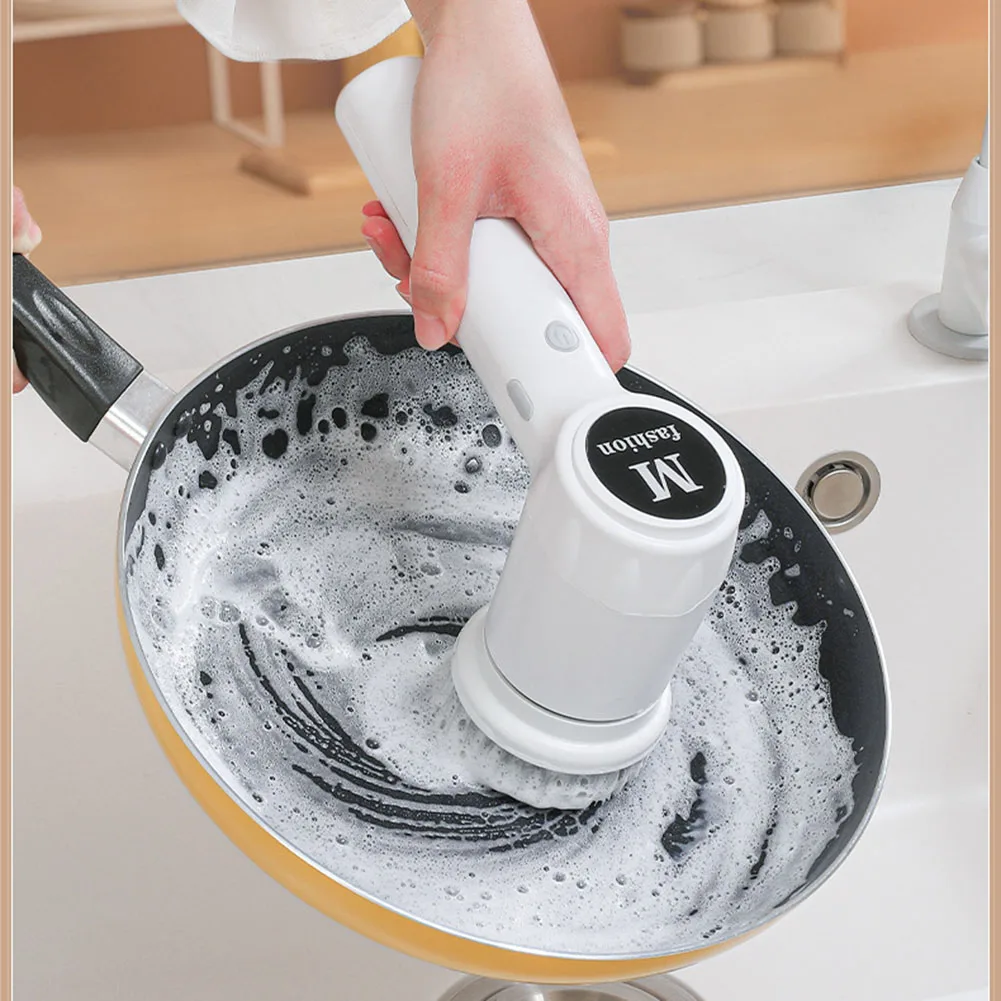 Wireless Electric Cleaner Brush Multifunctional 360 Degree Electric Dishwashing Brush with 4 Heads for Housework Window Bathroom