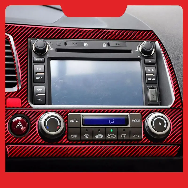 

7Pcs For Honda Civic 8Th 2006-2011 Red Carbon Fiber Dashboard Accessories Kit Cover Trim
