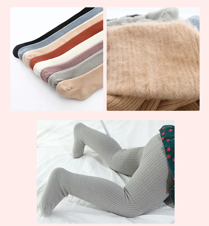 Pantyhose bayi baru lahir, tebal hangat musim dingin beludru lembut warna Solid katun anak perempuan baru lahir ketat anak-anak stoking ketat 0-6 tahun