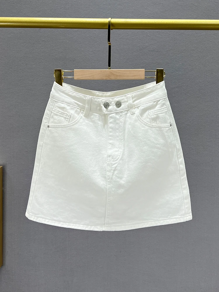 

High Waist Slimming Denim Skirt Women's Summer 2024 Faionable Versatile Anti-Light A-Line ort Skirt Cotton Polyester...