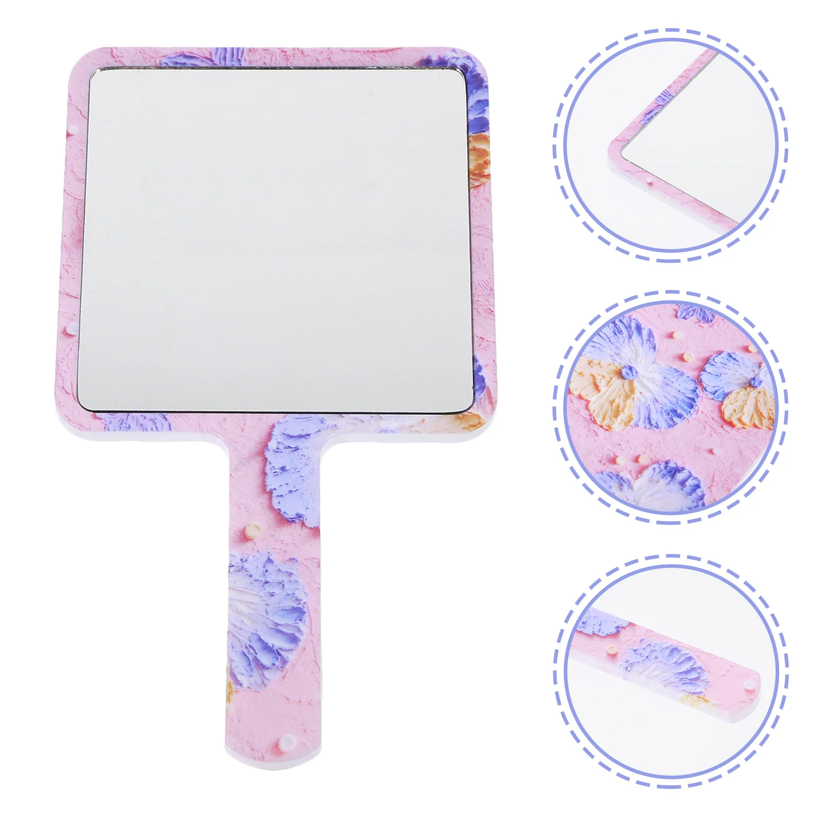 

Compact Handheld Mirror with Floral Square Design Vision for Makeup Eyebrow Touch-Up Portable Purse Mirror for Women