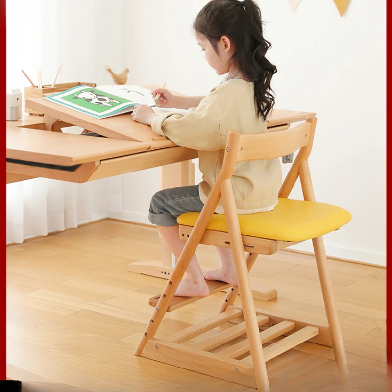 

Adjustable children's learning chair made of solid wood for household use, with multiple functions of lifting and lowering