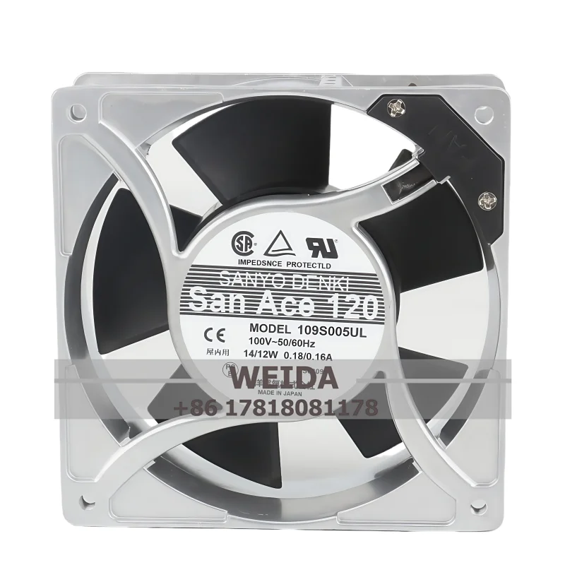 

New original Sanyo SANAce120 109S005UL 100V 14/12w 0.18A 3100RPM aluminum frame AC fan 120*120*38MM