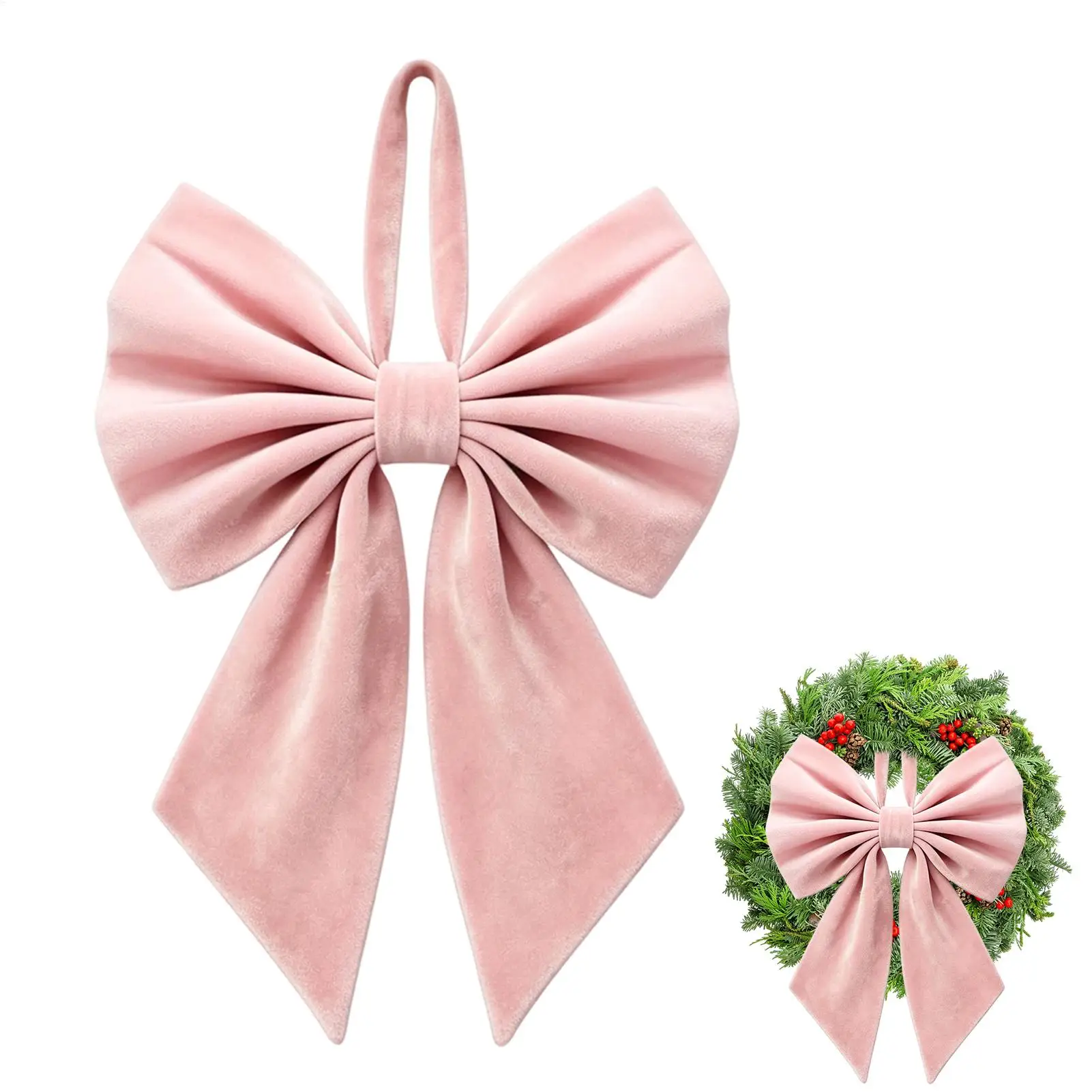 22 Inches Large Christmas Bows Velvet Ribbon Bows For Christmas Tree Vintage Rustic Craft Bows Ornament For Party Home Decor