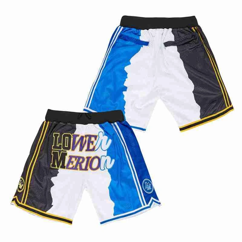 

Basketball Shorts Lower Merion Splicing Splitting Outdoor Sport Shorts High-quality Beach Pants Sewing Embroidery Black 2023 New