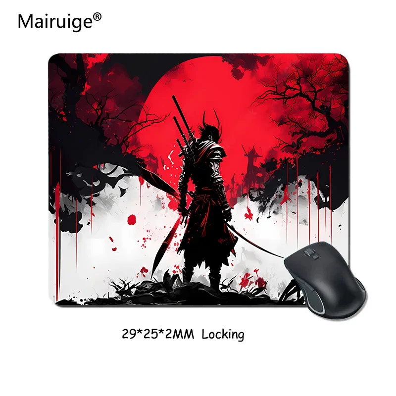 Samurai Warrior Mouse Pad Gamer ملحقات الكمبيوتر لوحة المفاتيح الجدول حصيرة لوحة الماوس السوداء شركة الألعاب مكتب الكمبيوتر المحمول ملحق الكمبيوتر