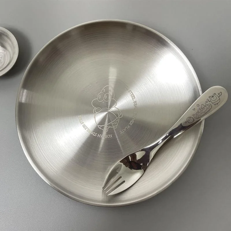 Plato Redondo de Acero Inoxidable Coreano, Plato Plano para Sushi, Dim Sum, Uso Doméstico, Color Dorado, Pequeño...