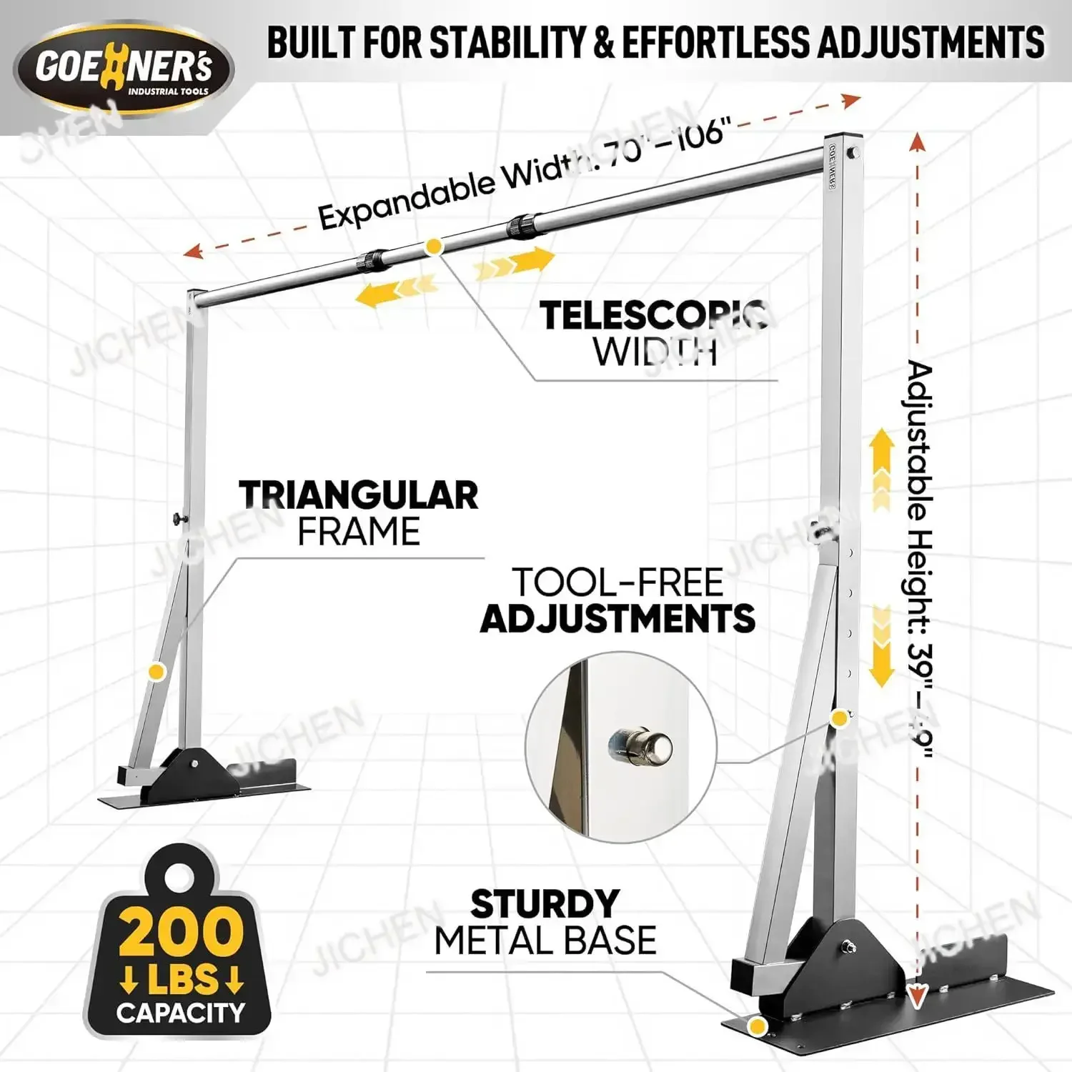 HZ Подъемник головки блока цилиндров для ванны с горячей водой Нержавеющая сталь Подъемник крышки спа из нержавеющей стали Регулируемая ширина 70-106 дюймов,
