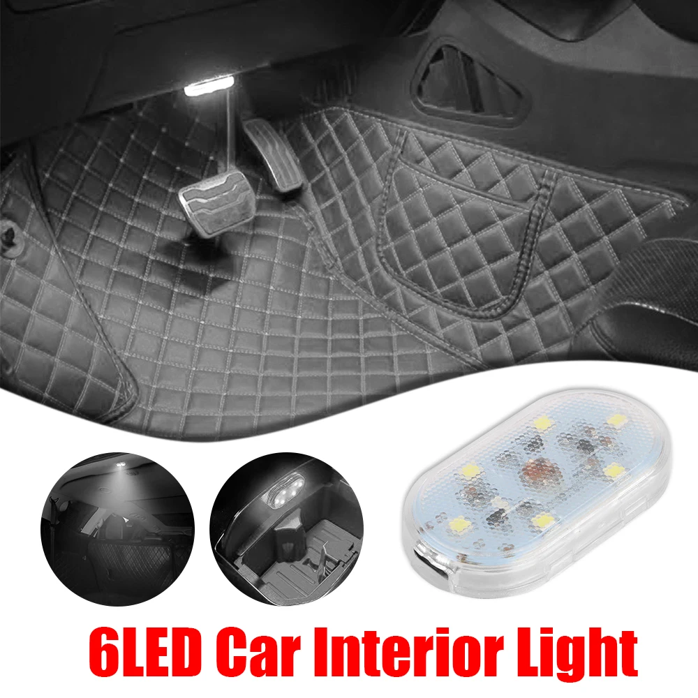 Luz de leitura interior para carro, toque da mão, luzes interiores do carro, lâmpada do teto, ímãs do telhado, iluminação noturna, 5V, 6LED