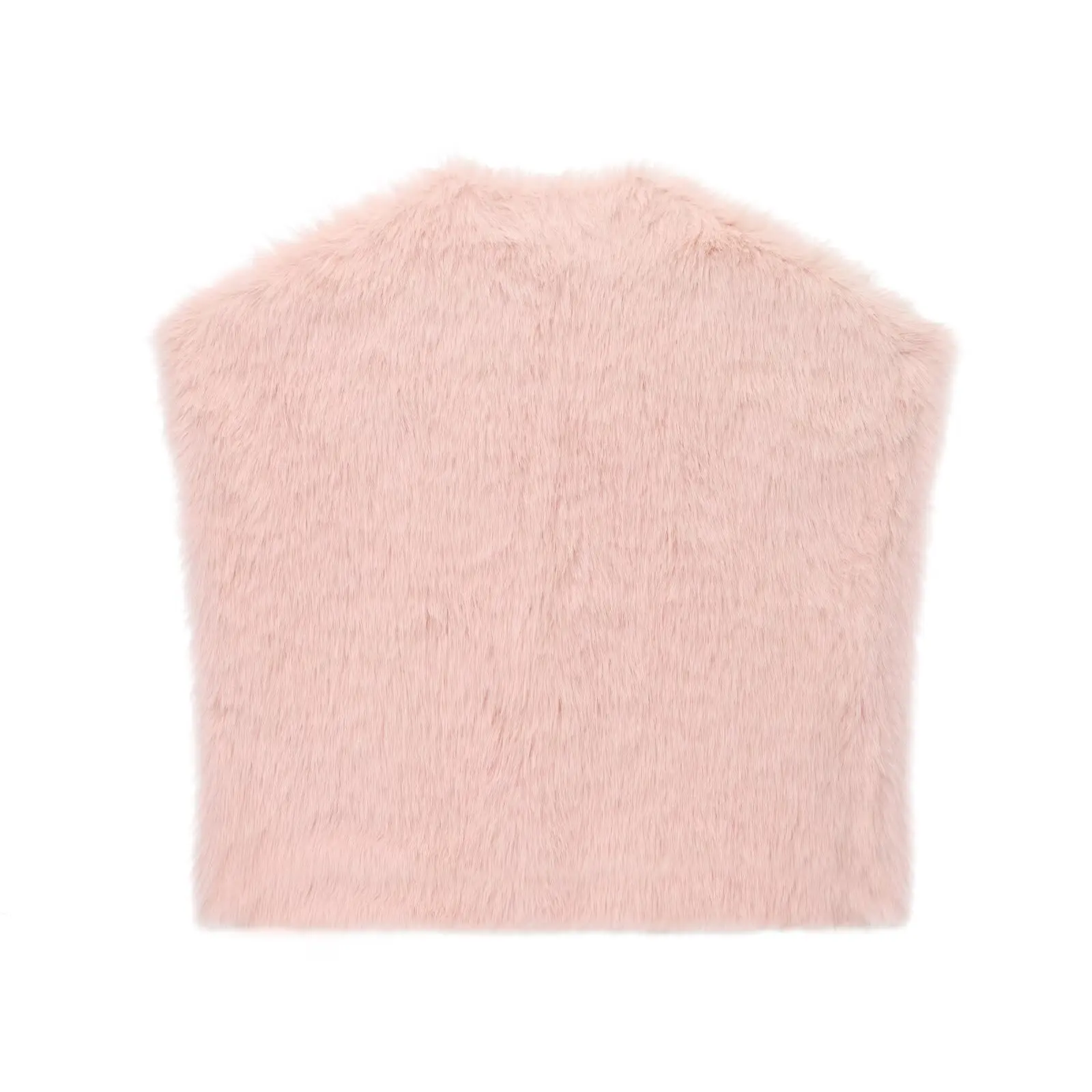 DiYiG WOMAN 2025 شتاء جديد موضة متعدد الألوان قصيرة فو الفراء تأثير سترة أنيقة الخامس الرقبة سليم سترة دون أكمام سترة Mujer