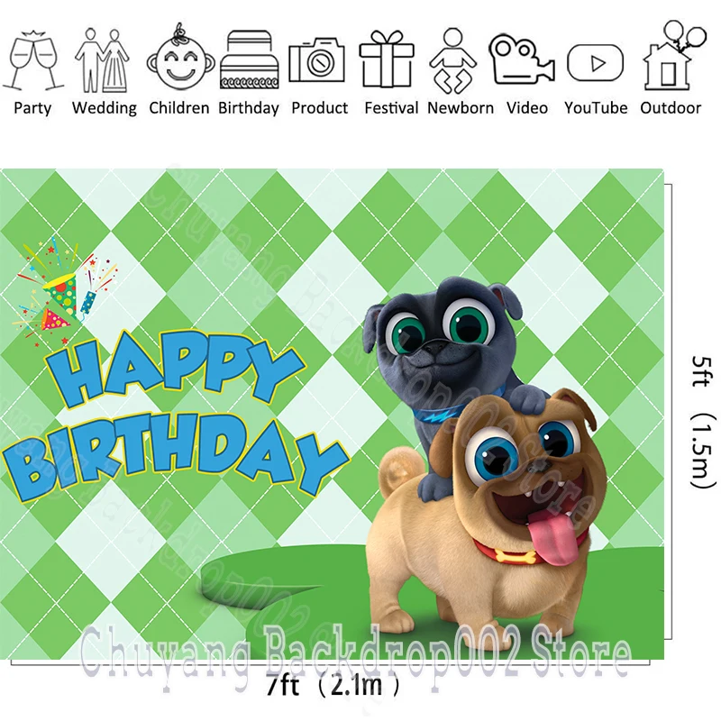 디즈니 빙고 만화 강아지 강아지 PalsEt 롤리 키즈 소년 생일 파티 Backgrond 배경 맞춤 배경 아기 샤워