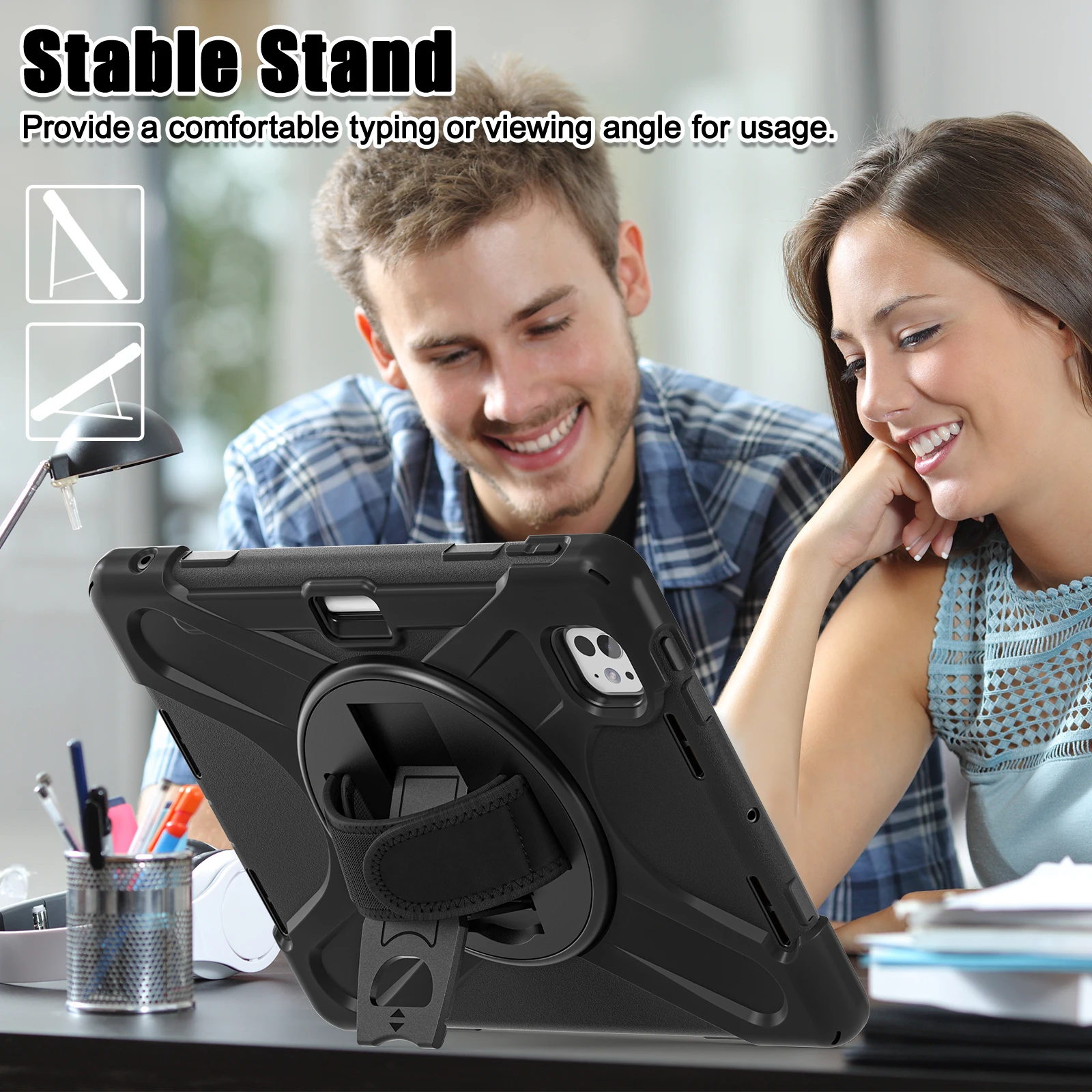 360 Rotating Case Universal For iPad Pro11 2025 M5 2024 M4 A3357 A3358 A3359 A2836 A2837 A3006 Rugged Stand Cover Shoulder Strap