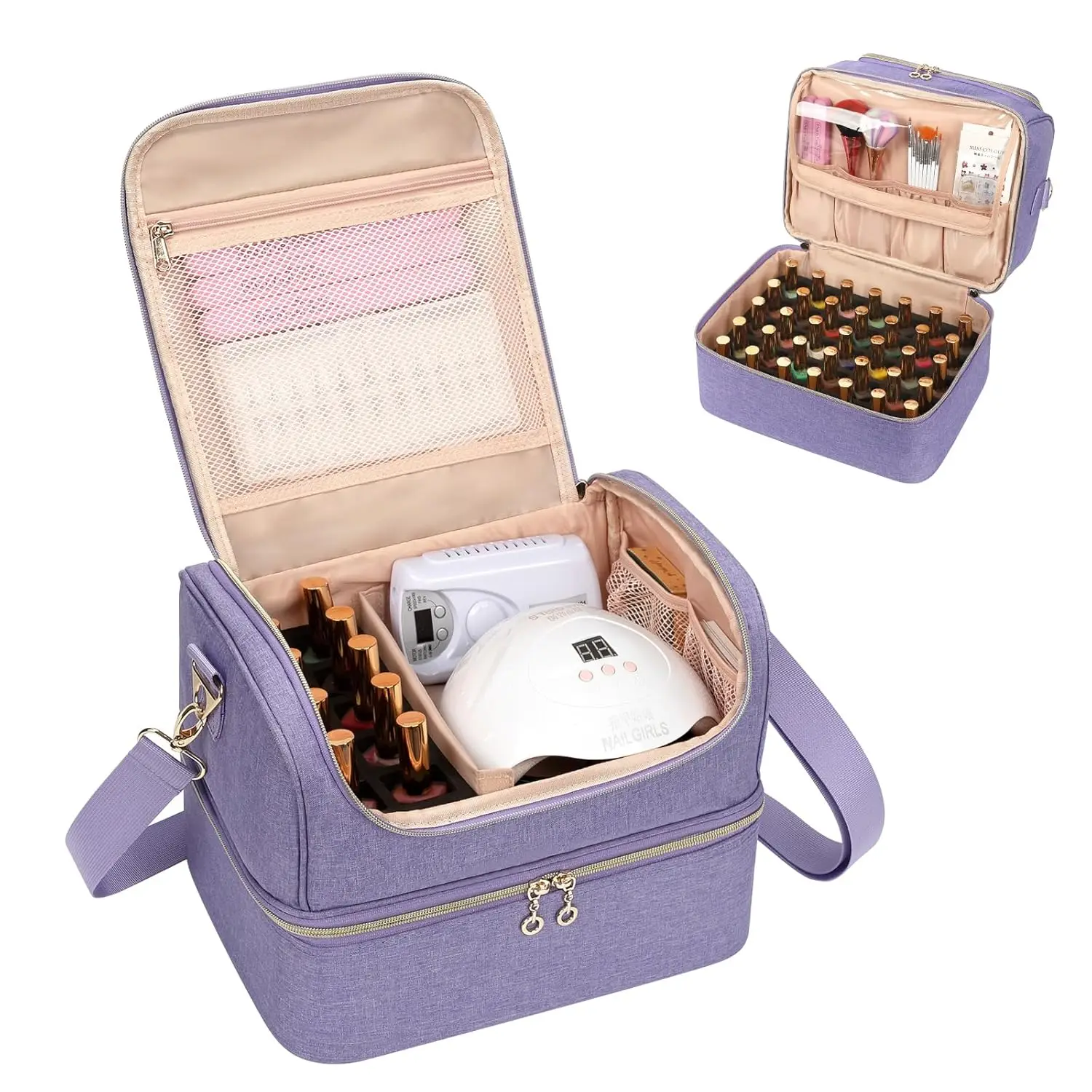 

Чехол-органайзер для лака для ногтей вмещает 45 бутылок и лампы для ногтей, дорожный ящик для хранения маникюрных инструментов и принадлежностей