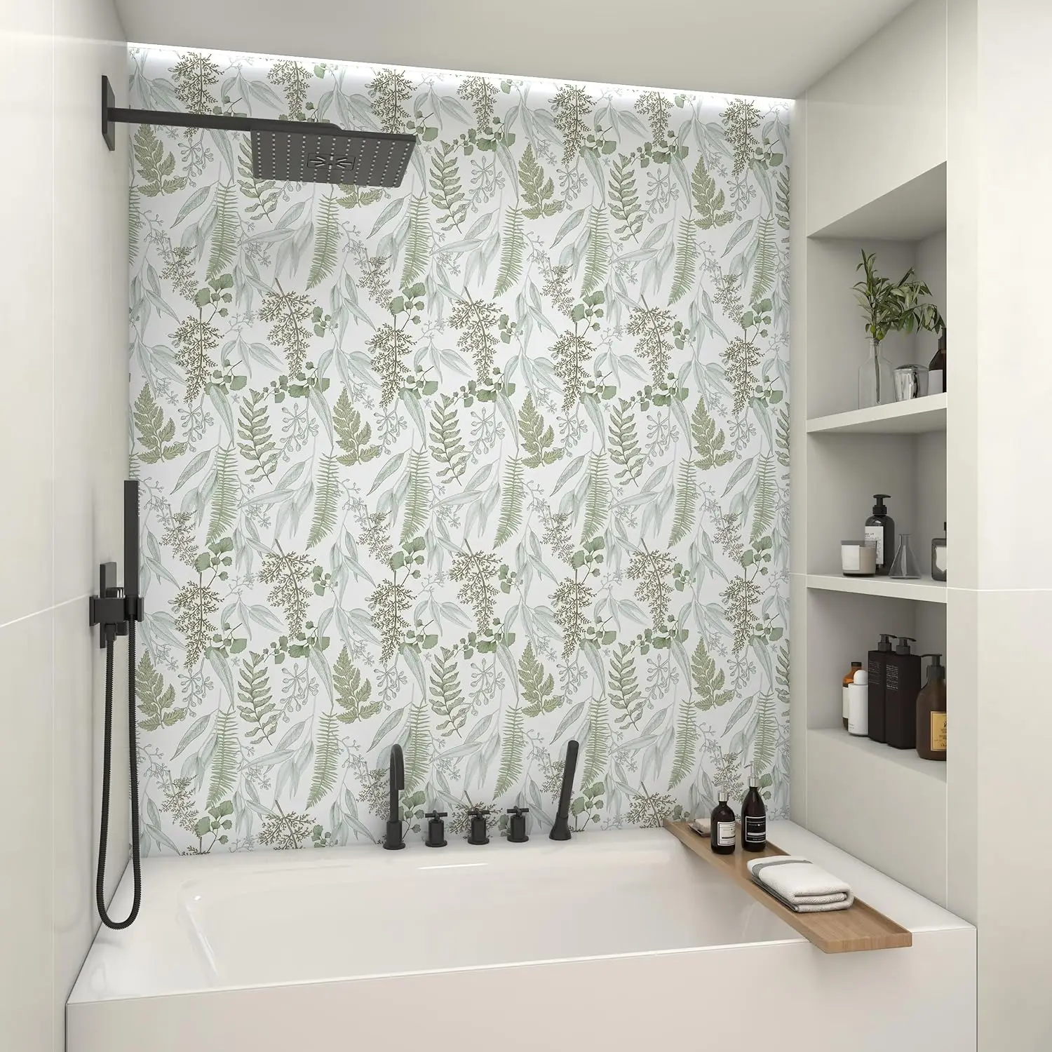 Light Green Leaf Peel and Stick Wallpaper Botanical Removable Contact Paper Ferns Self-Adhesive Wallpaper for Cabinets Drawers - Image 4