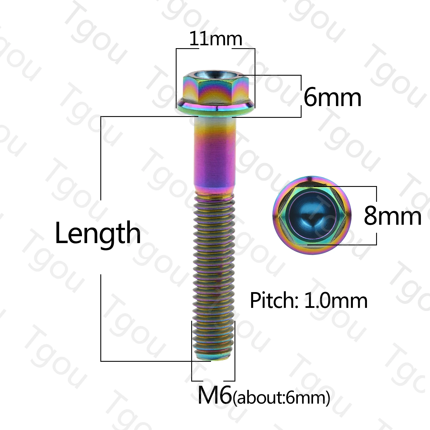 Tgou Titanium Bolt M5/M6x10 15 20 25 30 35 40 45 50 55 60 65 70 75 80 90 100mm Flange Hex Head Screw for Motorcycle Car