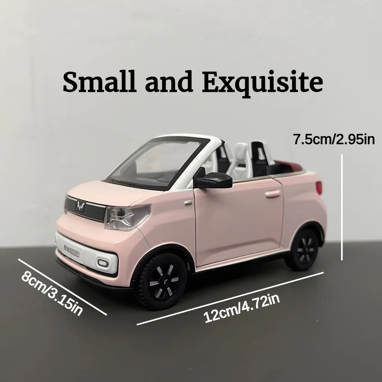 1:24 WULING MINI EV Convertible Die-Cast Metal Toy Car w/ Pull-Back & Go, Opening Door & Moving Parts, Vehicle Model for Ages 3+