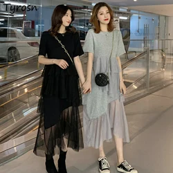 Cake Dresses Sweet Gentle O-neck Chic High Waist Gauze Patchwork Ladies Elegant Ulzzang Fashion Streetwear Leisure New Aesthetic