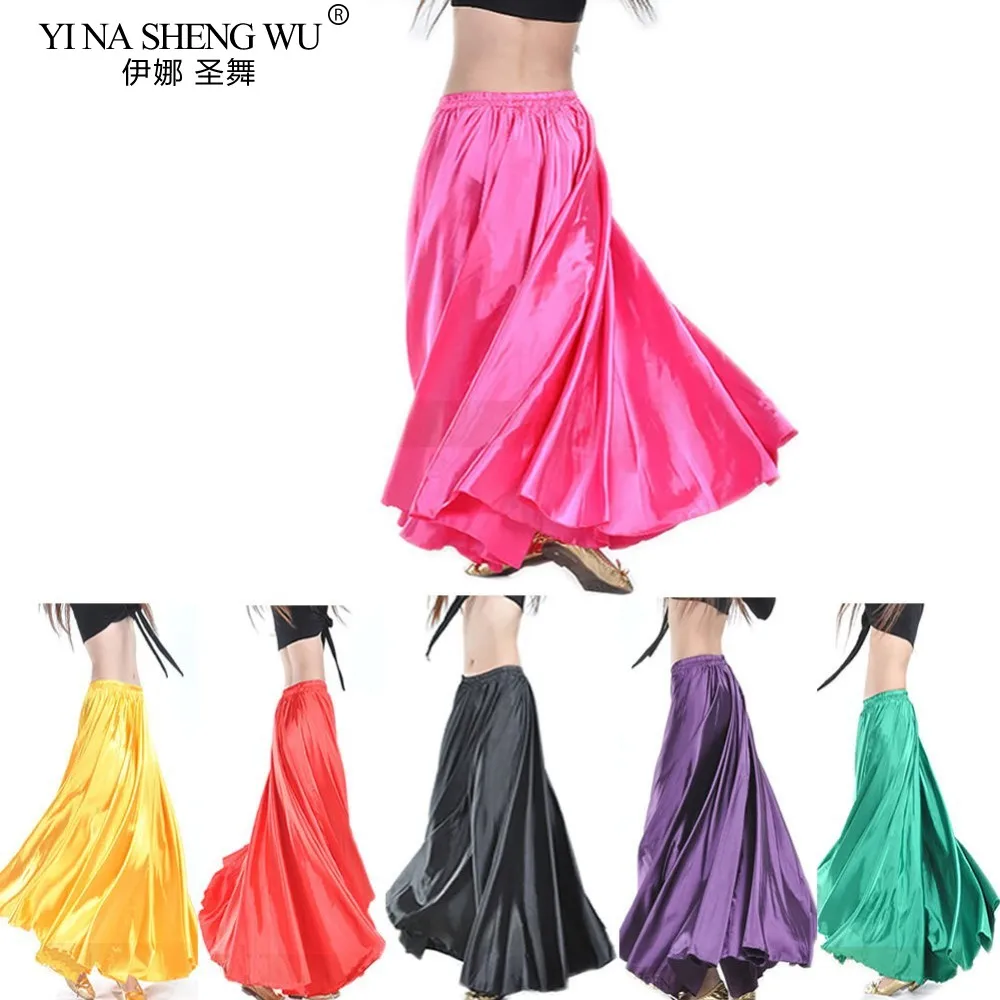 Bauchtanz 360 Grad Professionelle Tanz Praxis Rock Frauen Satin Tanz Kostüm Flamenco Röcke Bauchtanz Rock 14 Farben