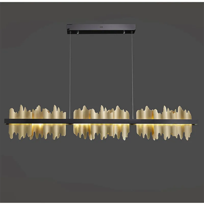 

Modern Minimalist Light Luxury Restaurant Chandelier Designer Metal Creative Bar Personality Long Dining Chandelier Dimmable