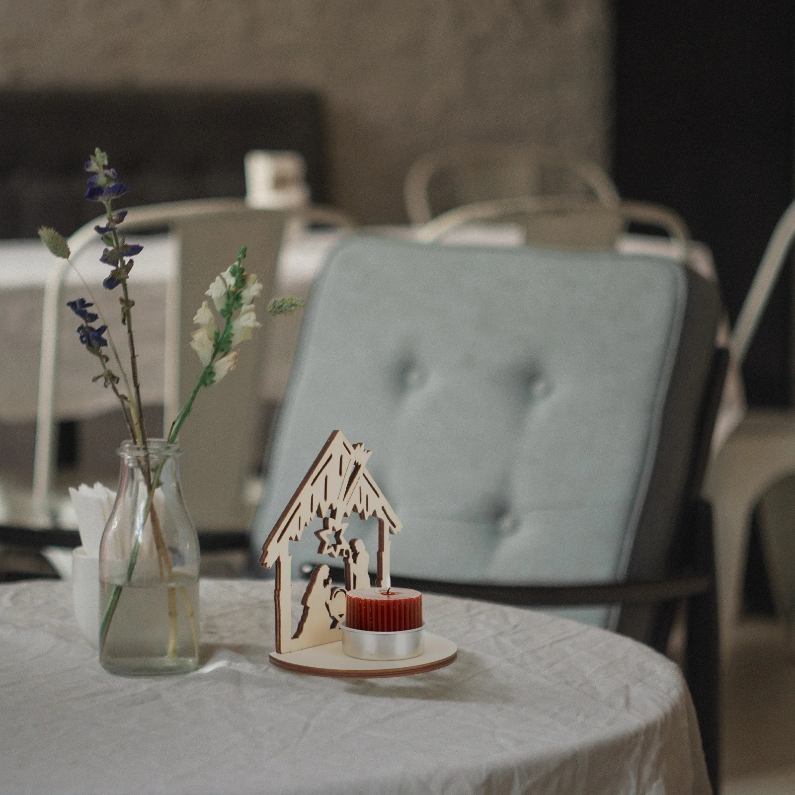 

6pcs Wooden Candleholder Rustic Design For Home Decor Living Room Office Desktop Adornment Christmas Gift Xmas