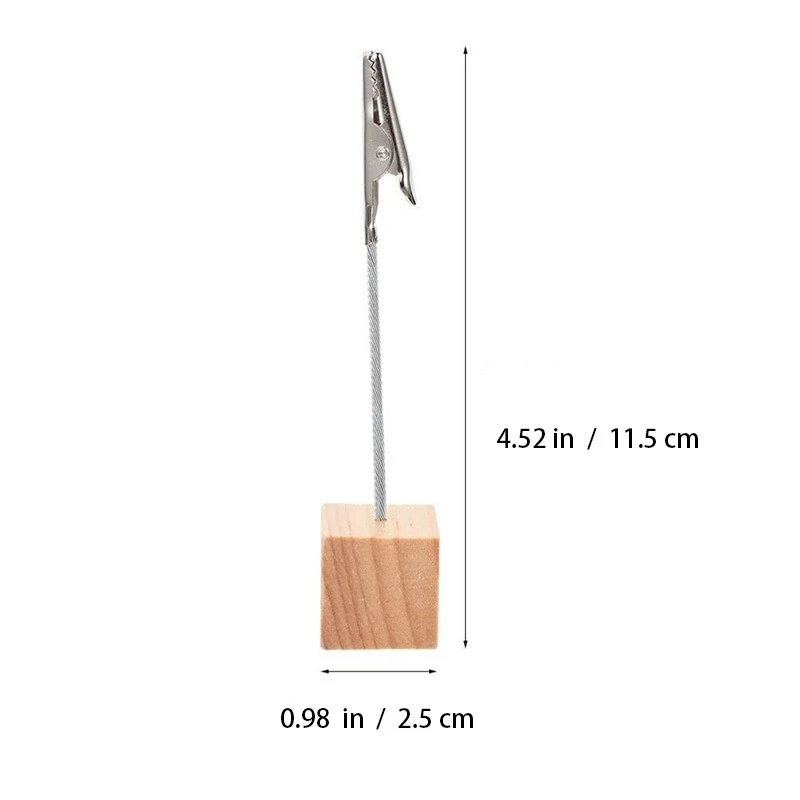 10 Stück Fotoclips, Notizhalter, Clip-Basis aus Holz und Metall, Büroaufbewahrung, Heimdekorationshalterung – Detail 2