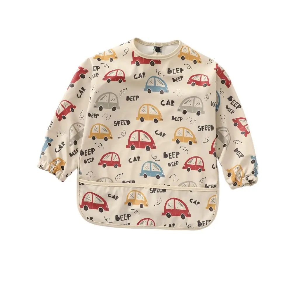 

Machine Washable Mess Proof Baby Bib Full Sleeve Adjustable Baby Smock 6-54 Months Waterproof Full Coverage Apron Baby