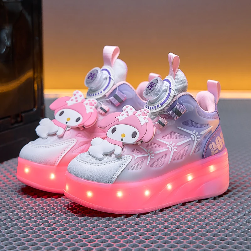 

Disney Children's Roller Skating Shoes Fashion Outdoor Sports Walking Shoes 2025 New LED Light Shoes Cute Kids Sneakers for Girl