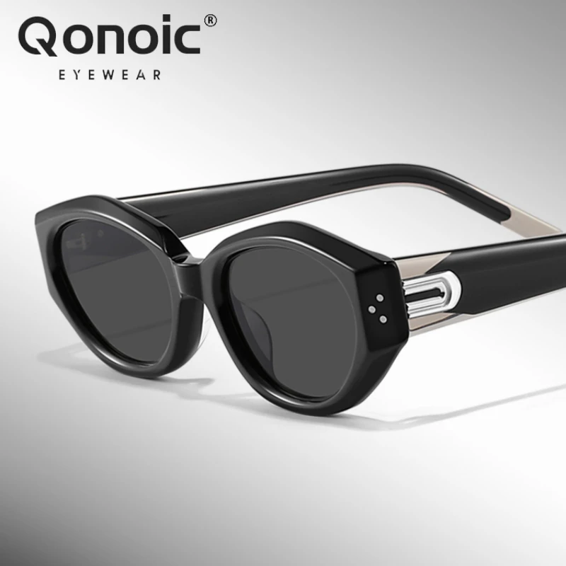 

Qonoic Cat Eye Sunglasses for Women Acetate Cateye Sun Glasses Fashion Brand Designer Shades Driving Shopping UV400 AB24100