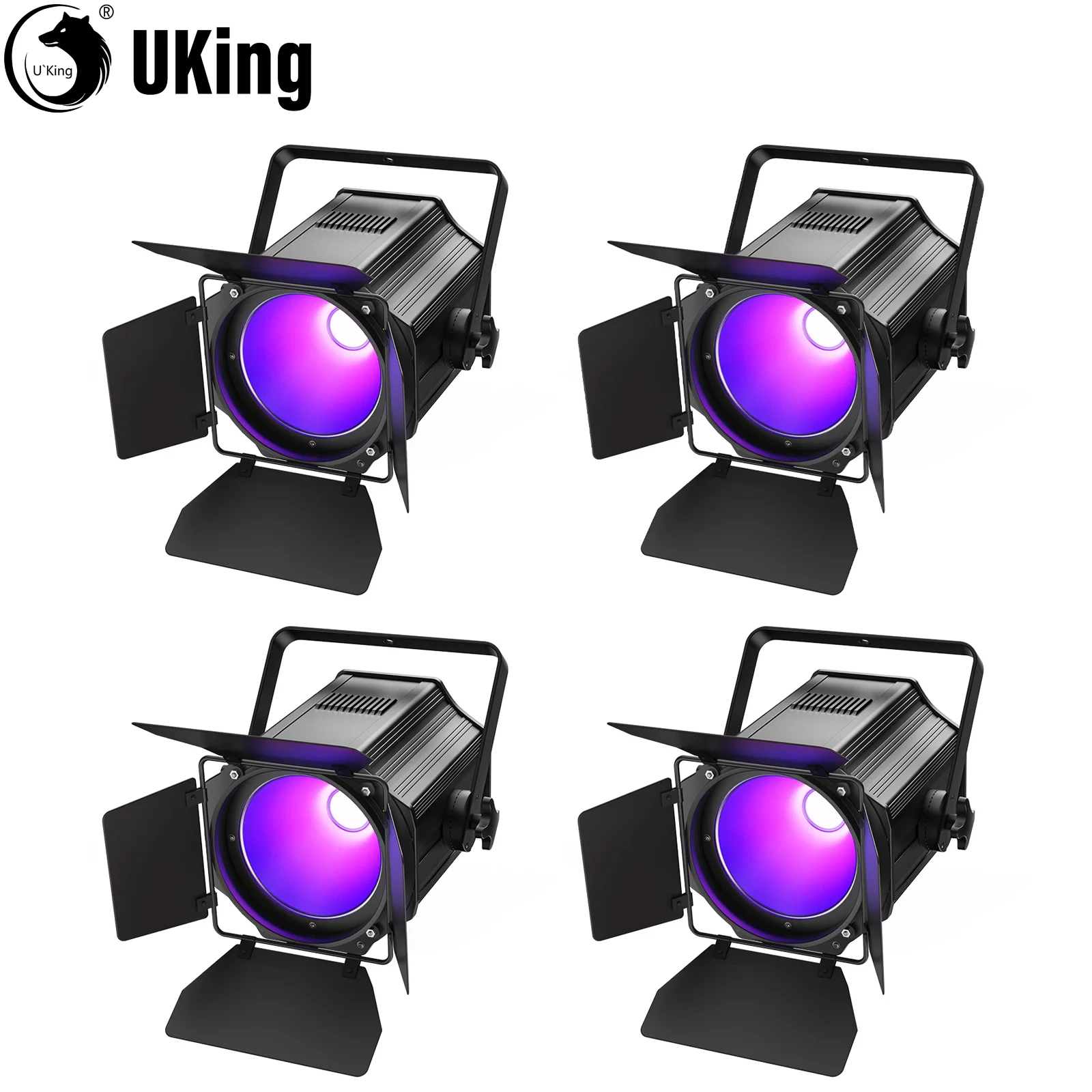 U'King 200W COB LED Par Lights With Barn Door RGBWA UV Linear Spotlights Stage Lights DMX512 DJ Light For Wedding Party Concert