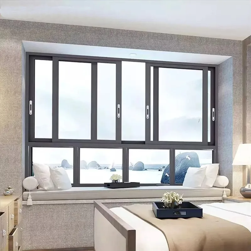 Fuson Best Custom American Grill Design Balcony Window Double Glazed Aluminum Glass Sliding Windows With Reasonable Price