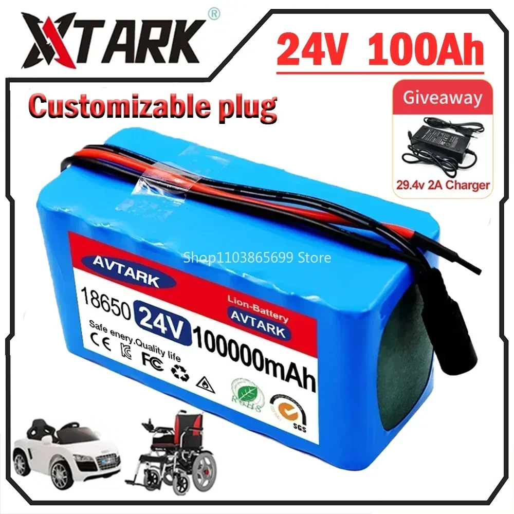 

24V 100Ah 7S3P 18650 29.4V 100000mAh Li-ion Battery Pack for wheelchairs power Li-ion Replacement Battery + 2A Charger