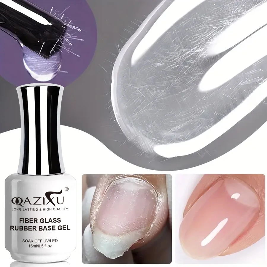 QAZIXU 15 ml Faser Gummi Basis Gel Nagellack Für Gebrochene Nägel Soak Off UV Semi Permanent Vanish Nail art Maniküre Werkzeug