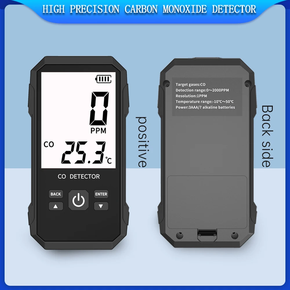 

Handheld Carbon Monoxide Detector Portable Carbonic Oxide Concentration Testing Meter Gas Tester with Sound Light Alarm