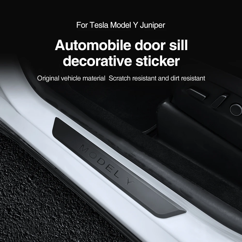 Door Sill Scratch Proof Protector Front Rear Step Plate Guard Trim Strip Car Interior Accessories For Tesla Model Y Juniper 2025
