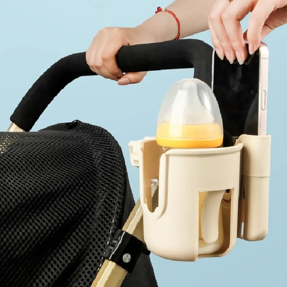 

1Pcs Universal Stroller Cup Holder With Phone Holder Adjustable Bottle Holder 360 Degree 2-in-1 Beverage Cup Holder
