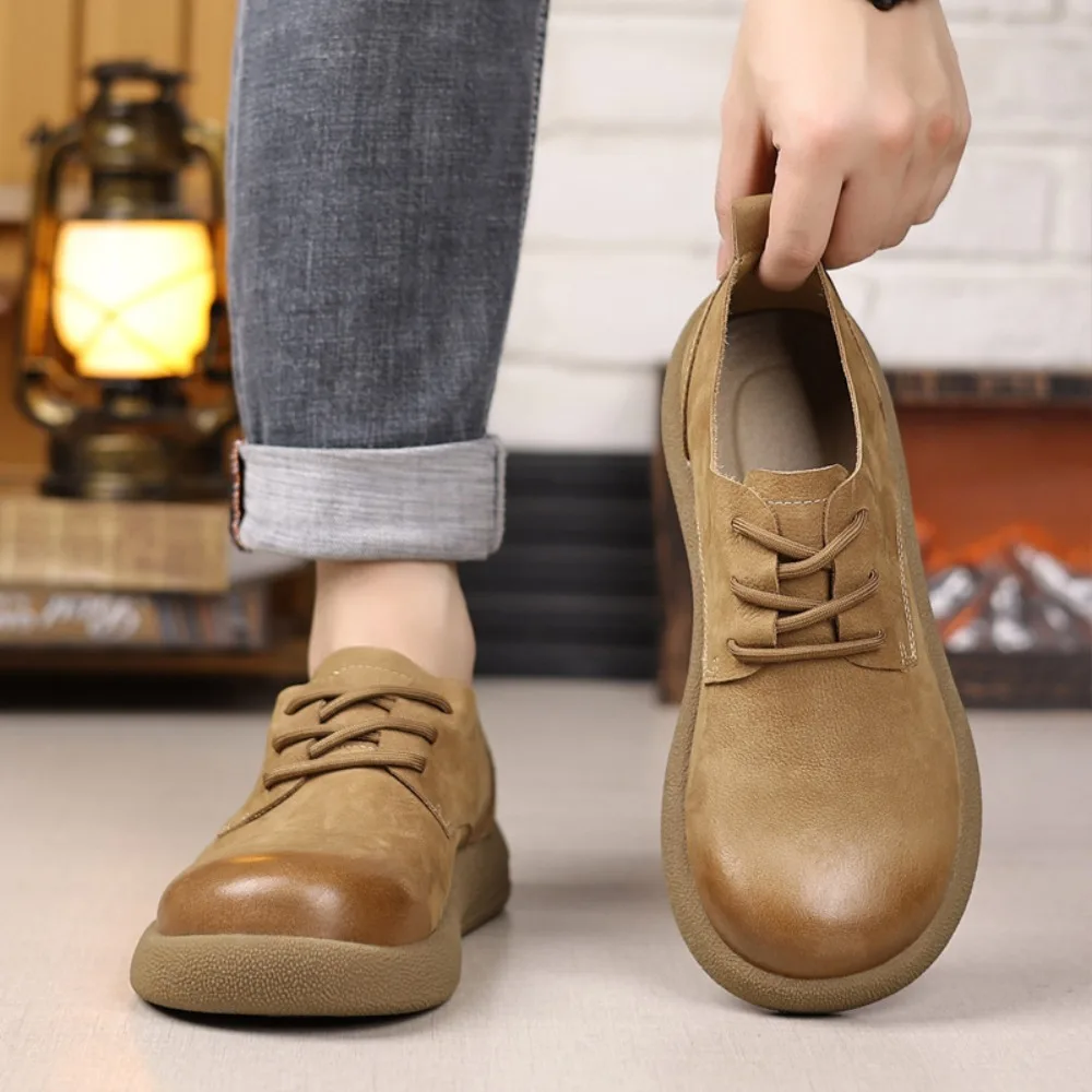 

Men's Autumn and Winter New Leather Casual ClassicVersatile Classic High-fashion Men's Soft-soled Retro Shoes Premium Minimalist