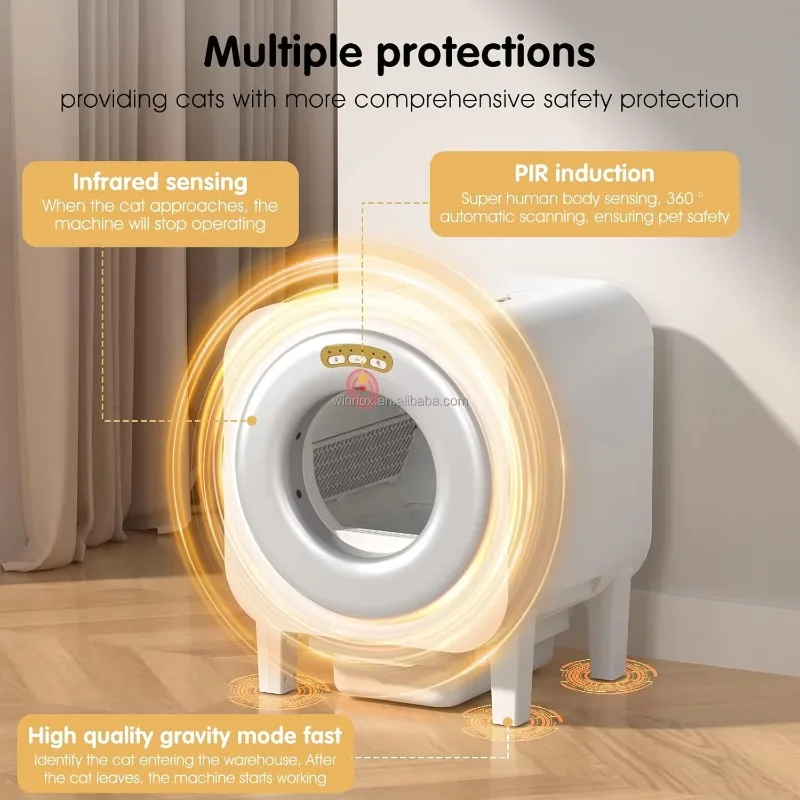 Smart Home Product Quick Self Cleaning Automatic Timed Pet Toilet  68L Large Self-cleaning Pet  Box with 5G HD