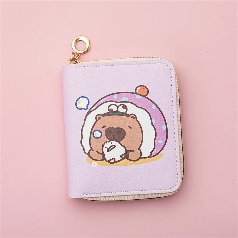 Nuovi mini portafogli Capybara Porta carte di credito con cerniera in pelle PU Porta carte di credito Moneta per ragazze Borsa per studenti Borsa di stoccaggio impermeabile portatile