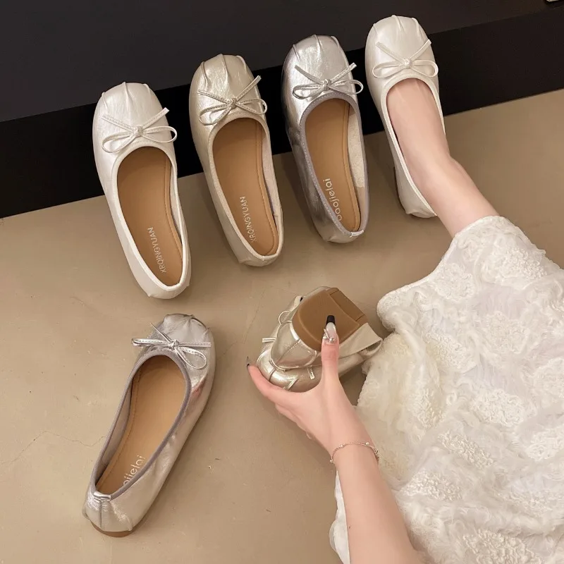 

Новинка 2025, женские балетки с узлом-бабочкой, женские повседневные туфли без шнуровки на мягкой подошве, элегантные модельные туфли на плоской подошве, туфли Мэри Джейн Женская Обувь