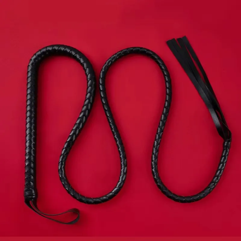 190CM Black PU Leather Whip, Circus Ringmaster or Dominatrix Costume Flogger, Gothic Vampire Halloween Cosplay Prop