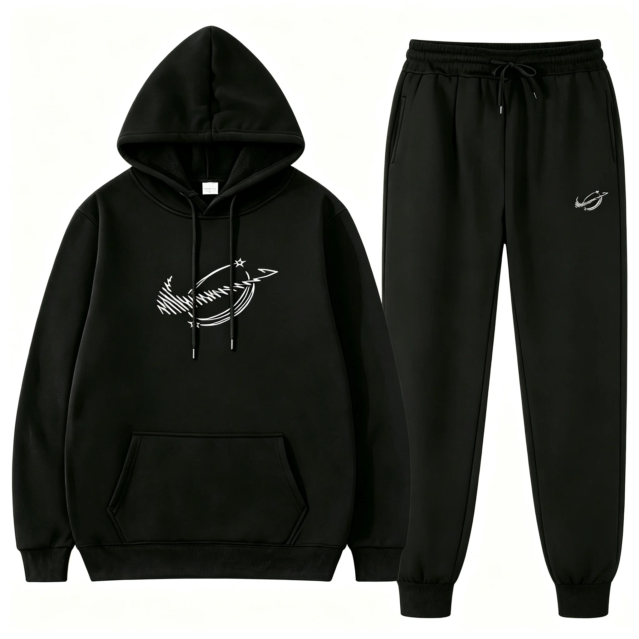 Men Autumn Winter Hooded Tracksuit 2Pcs Casual Sportswear Long Sleeve Hoodie & Jogger Sweatpants Sports hooded sweatshirt set